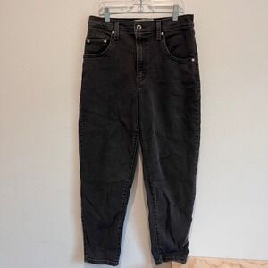 Levis SilverTab Mom Jeans Womens 29 Washed Black High Rise Tapered Leg Denim
